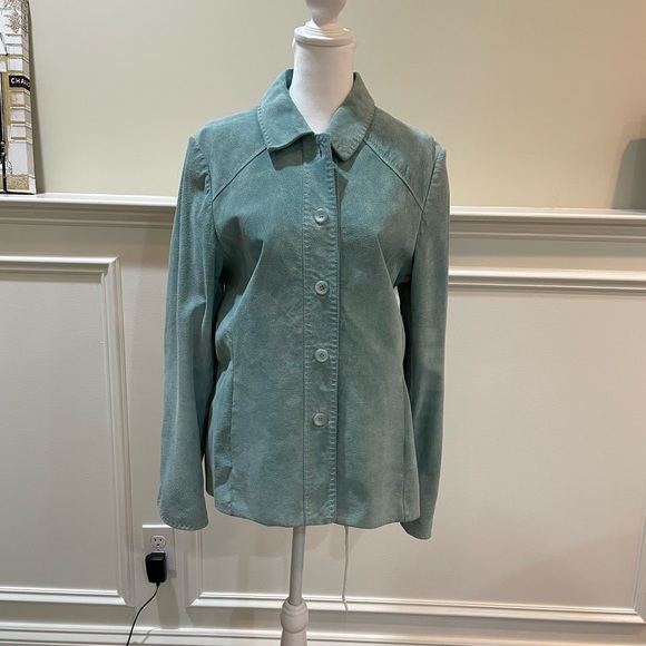 Pendleton Genuine Suede Leather Jacket Size L Seagram Green Blue EUC - Picture 12 of 14